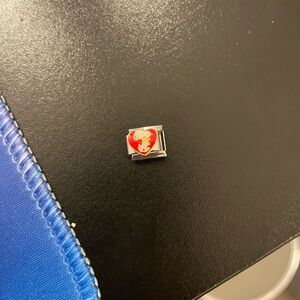 Elegant Red and Silver Heart Bracelet Charm